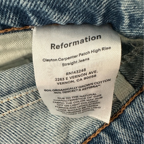 Reformation Clayton Carpenter Patch High Rise Straight Jeans - Picture 8 of 8